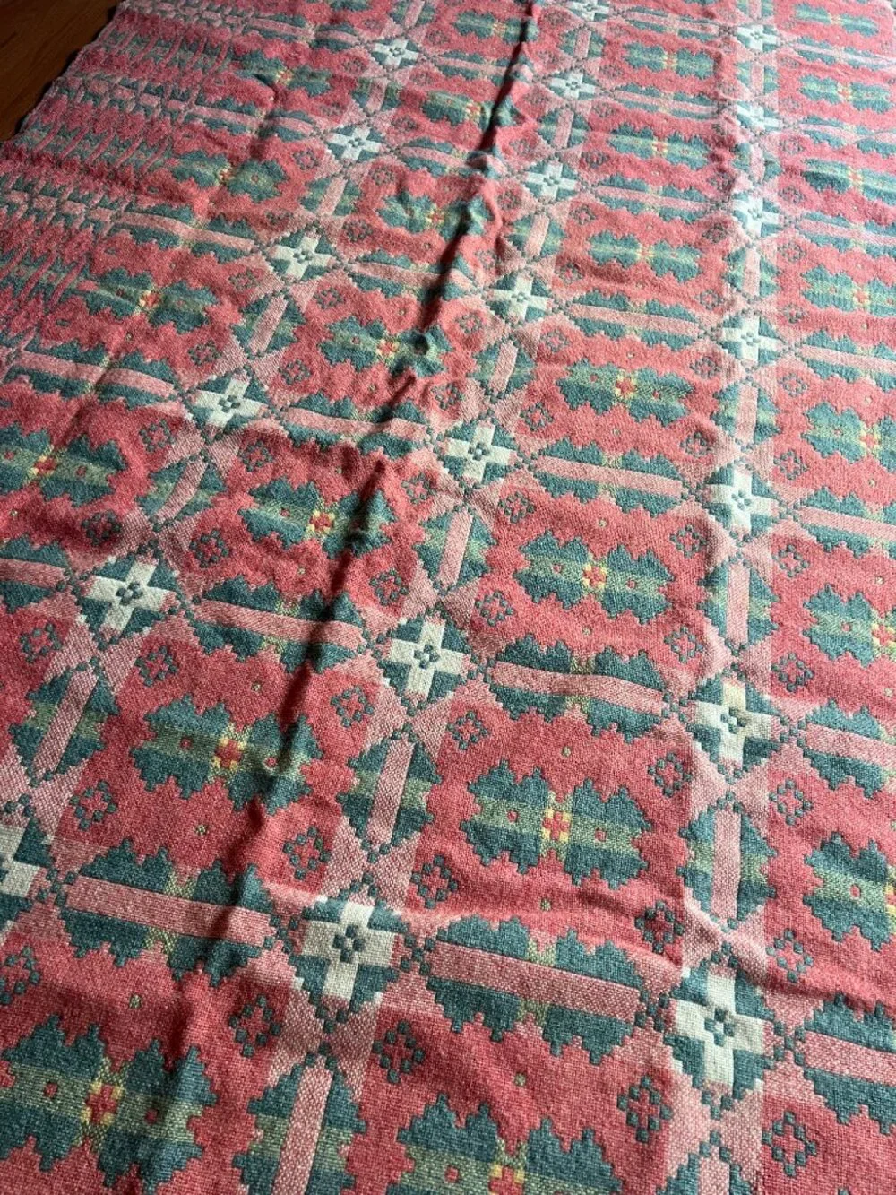 Brynkir 100% Wool Welsh Collectors Vintage Tapestry Coverlet Blanket 242 x 231cm